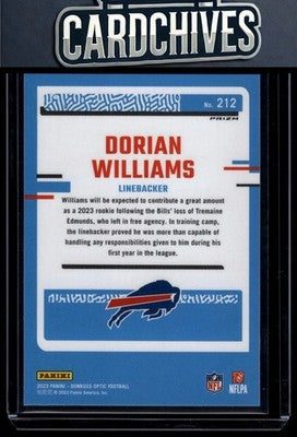 Dorian Williams 2023 Donruss Optic #212 Holo Rookie RC
