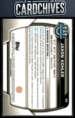 Jaxon Kohler 2022-23 Bowman University Chrome #98 Pink