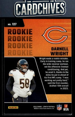Darnell Wright 2023 Panini Zenith #127 Red Zone Rookie RC