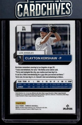 Clayton Kershaw 2022 Donruss #85 Red #/2022 SN
