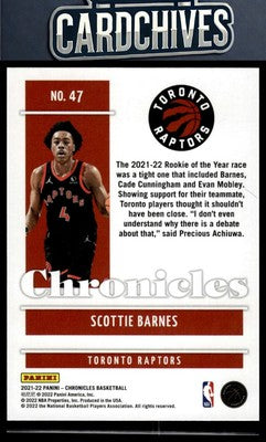 Scottie Barnes 2021-22 Panini Chronicles #47 Rookie RC