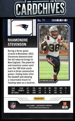 Rhamondre Stevenson 2023 Panini Contenders #71 Game Ticket Red