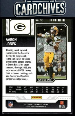 Aaron Jones 2023 Panini Contenders #36 Game Ticket Red