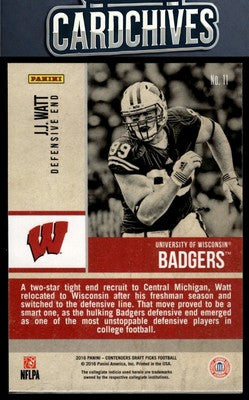 J.J. Watt 2016 Panini Contenders Draft Picks #11 Old School Colors