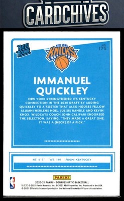 Immanuel Quickley 2020-21 Donruss Optic #175 Rookie RC