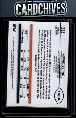Audric Estimé 2024 Topps Chrome #222 X-Fractor Rookie RC