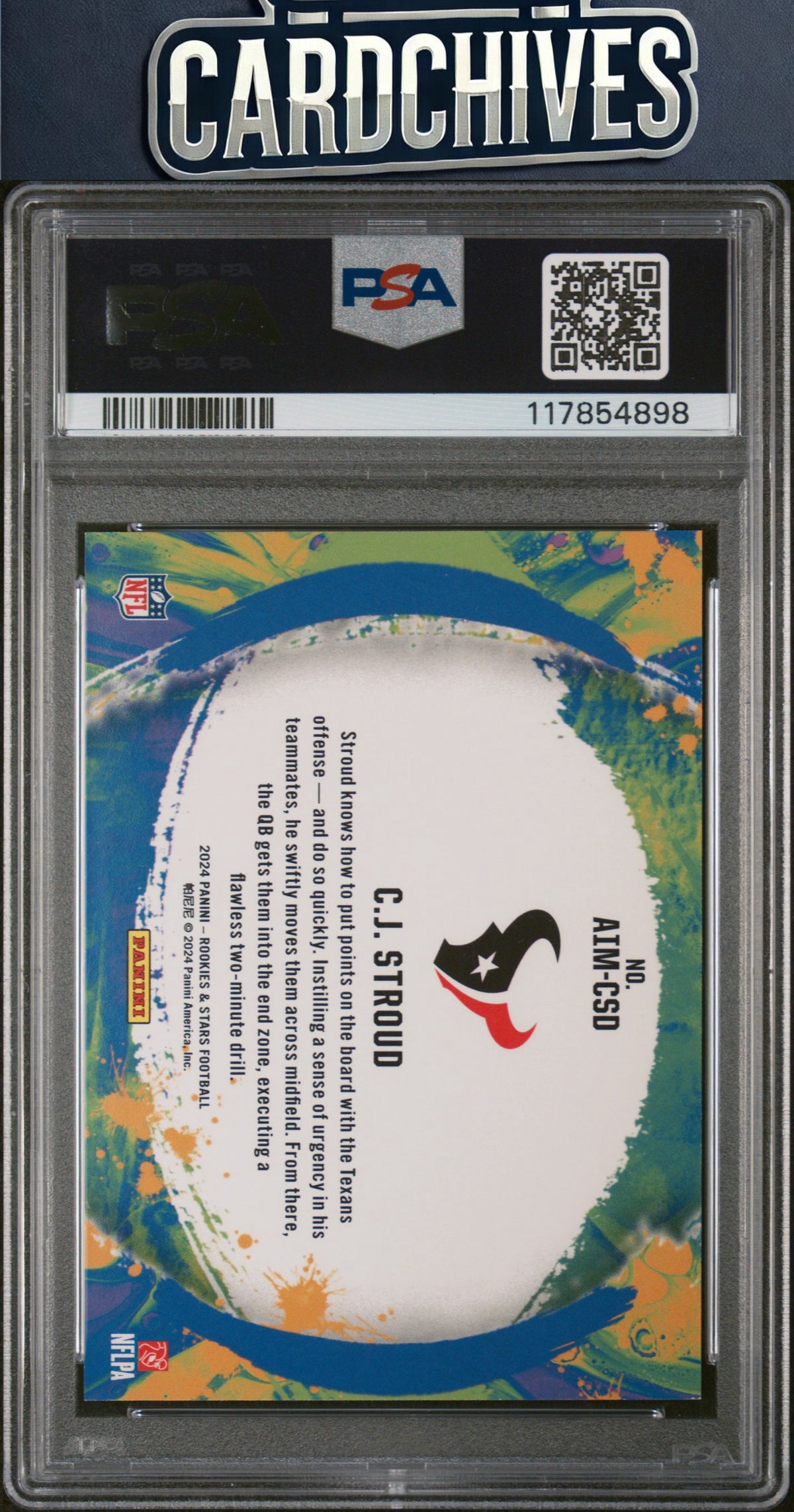 C.J. Stroud 2024 Panini Rookies & Stars #AIM-CSD Artistry in Motion #/15 PSA 9