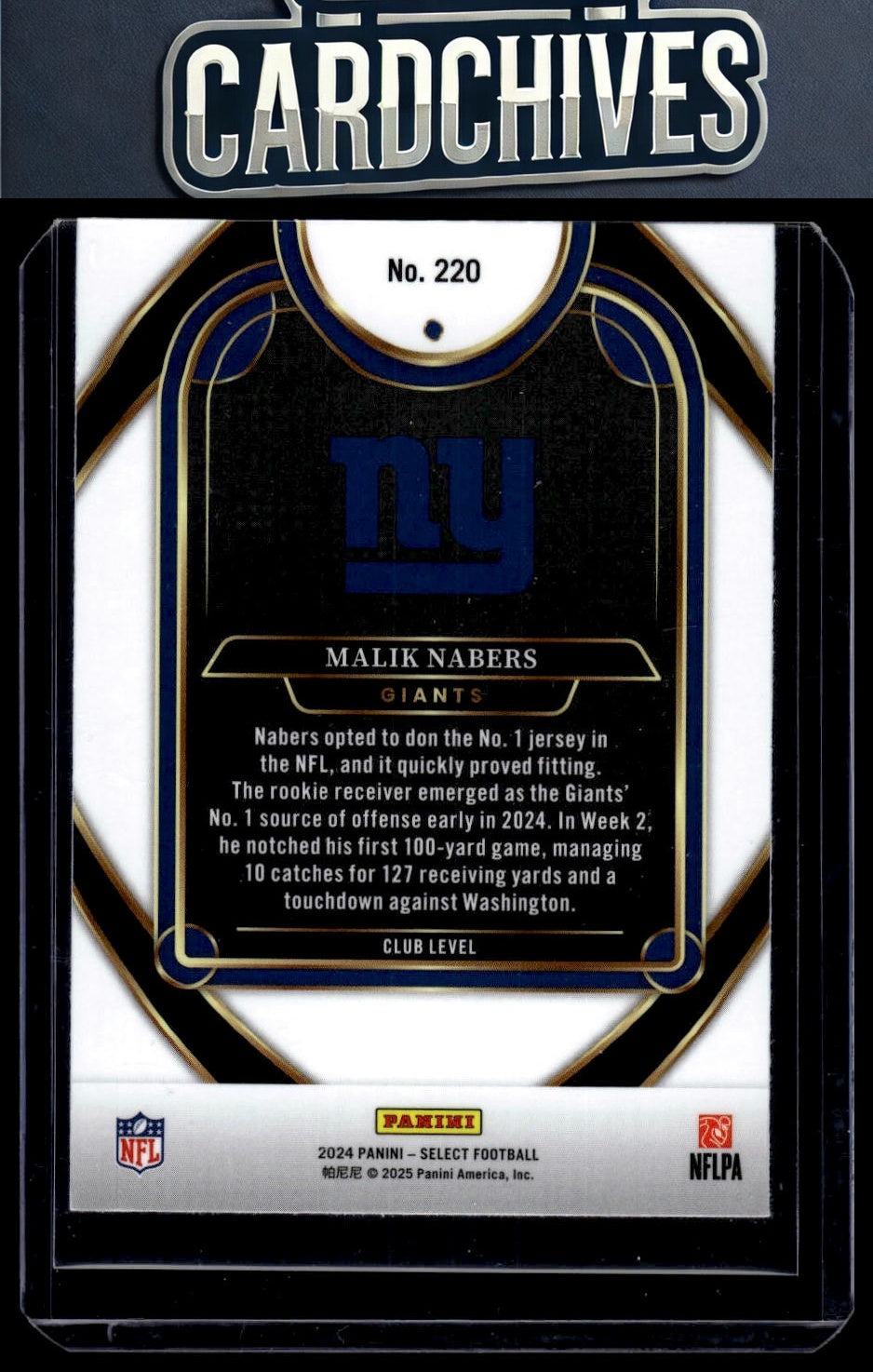 Malik Nabers 2024 Panini Select #220 Rookie