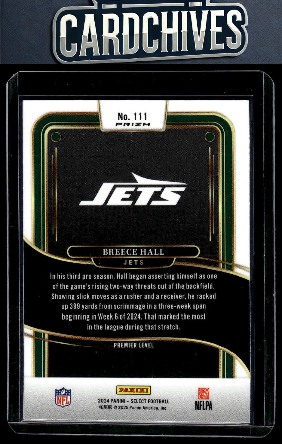Breece Hall 2024 Panini Select #111 Black & Red Prizm Shock