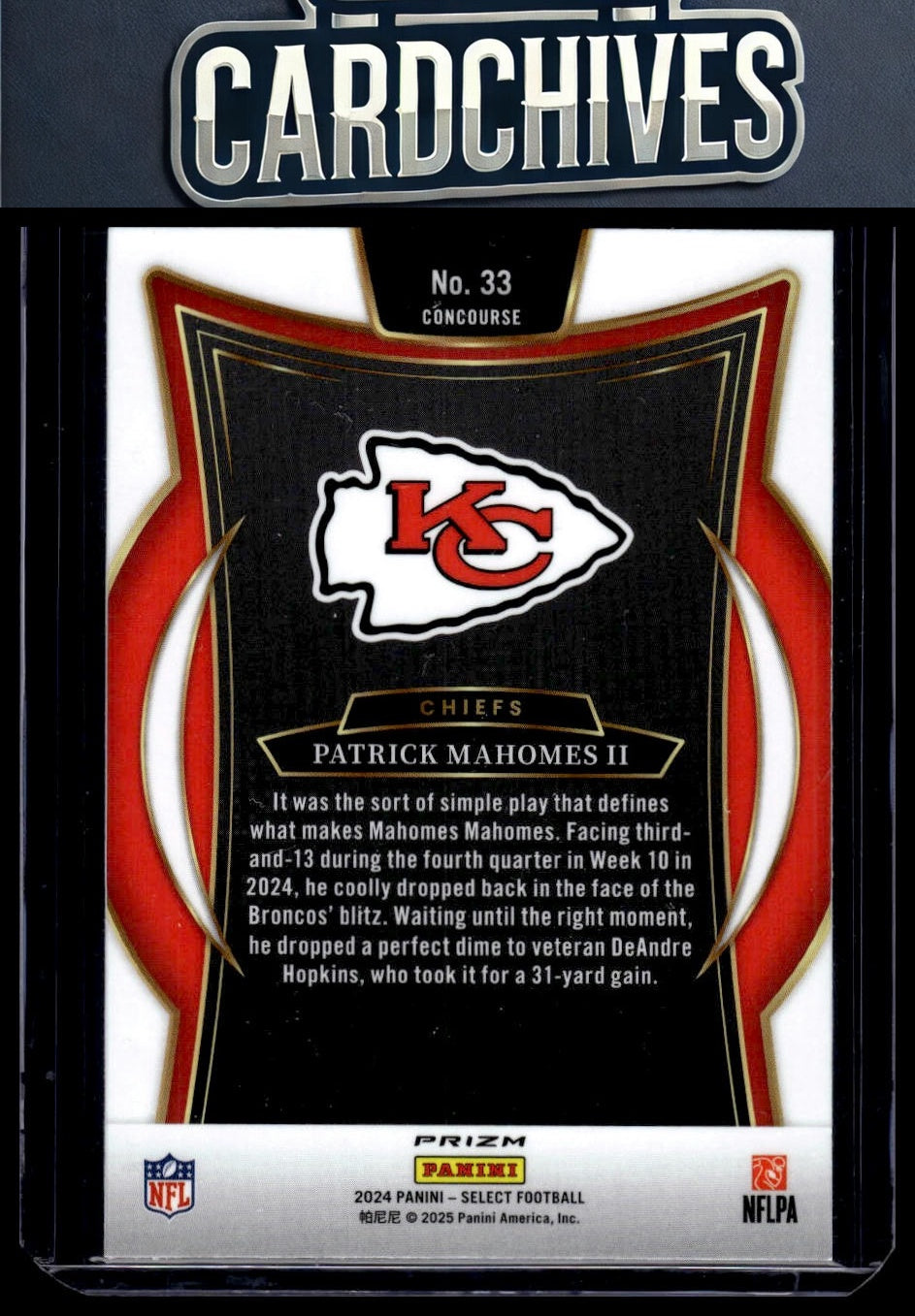 Patrick Mahomes II 2024 Panini Select #33 Green & Yellow Prizm Shock