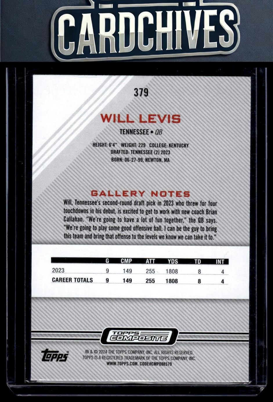 Will Levis 2023 Topps Composite #379 Rookie RC