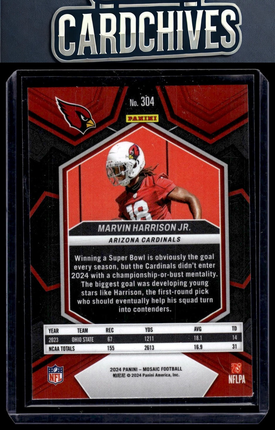 Marvin Harrison Jr. 2024 Panini Mosaic #304 Rookie RC