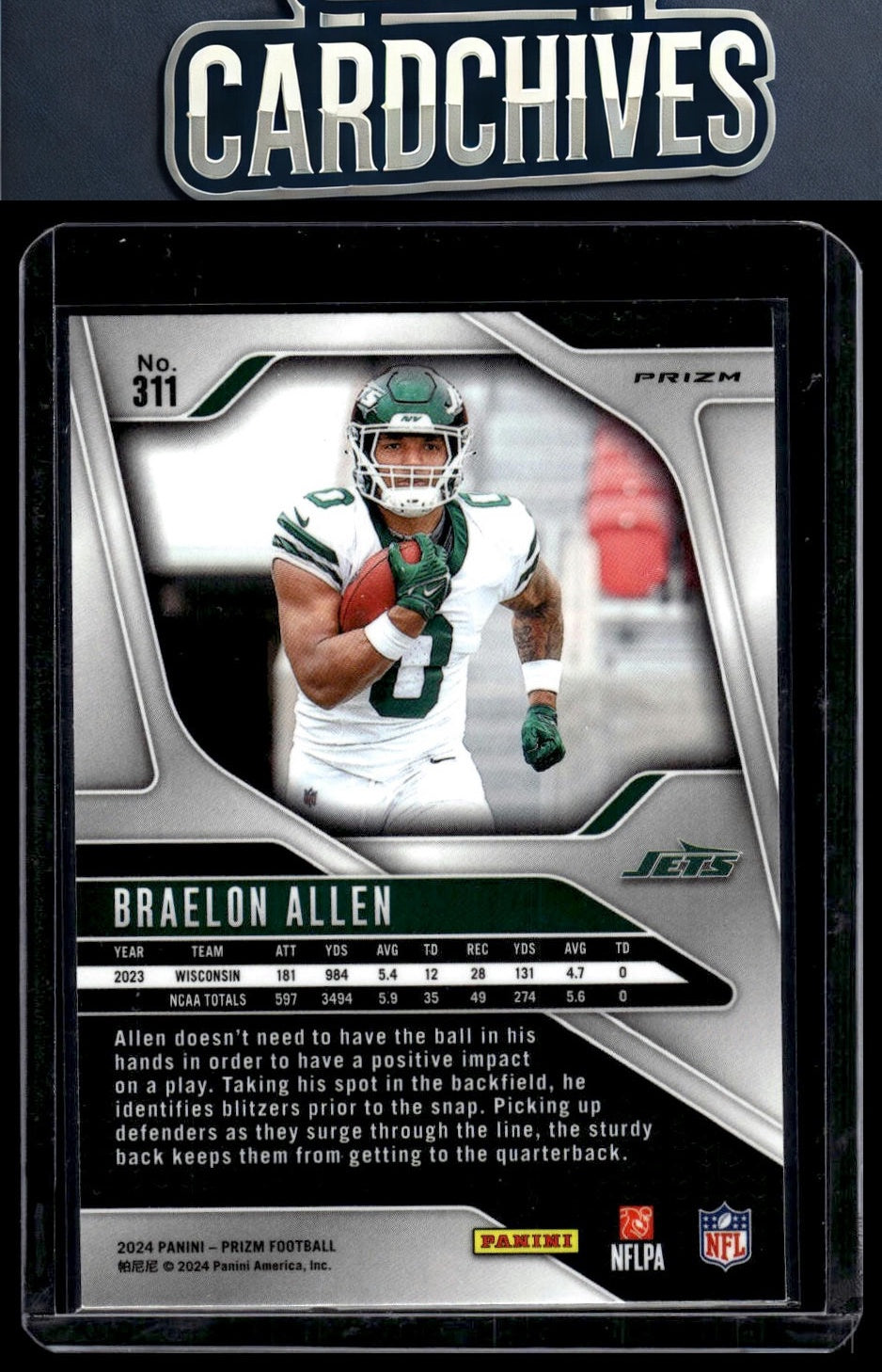 Braelon Allen 2024 Panini Prizm #311 Green Wave Rookie RC