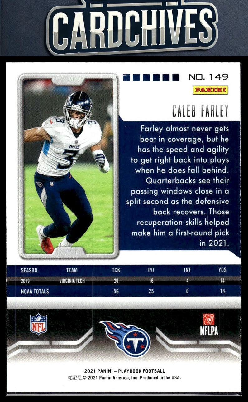 Caleb Farley 2021 Panini Playbook #149 Rookie RC