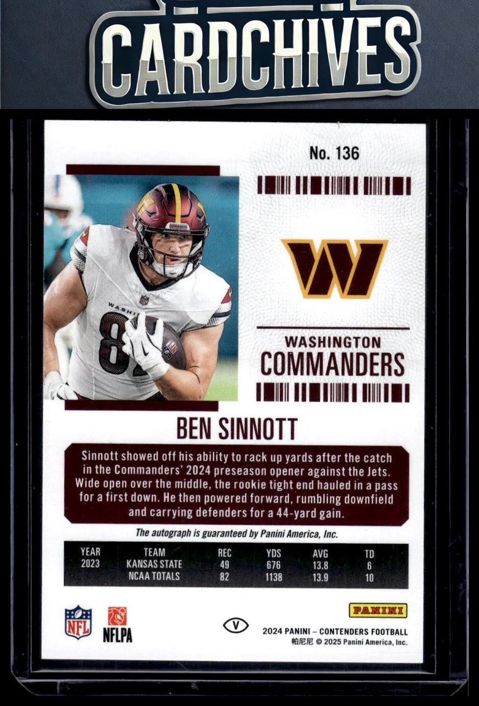 2024 Panini Contenders #136 Ben Sinnott ROOKIE TICKET AUTOGRAPH