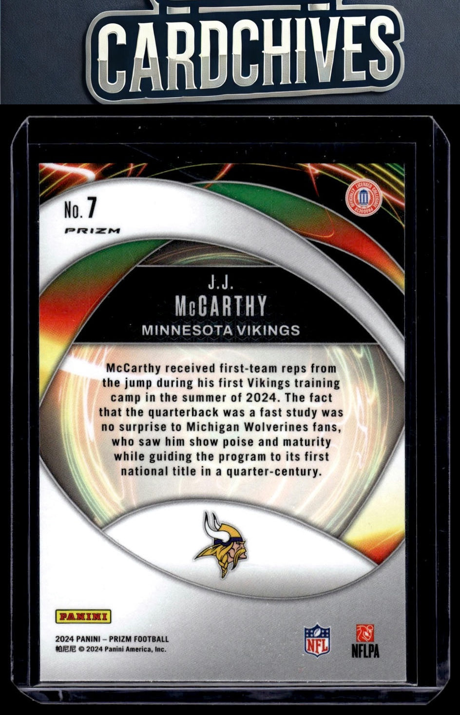 J.J. McCarthy 2024 Panini Prizm #7 Portals Wave Green Prizm