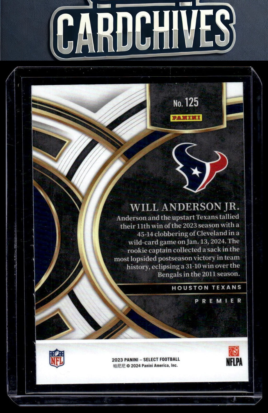 Will Anderson Jr. 2023 Panini Select #125 Rookie RC