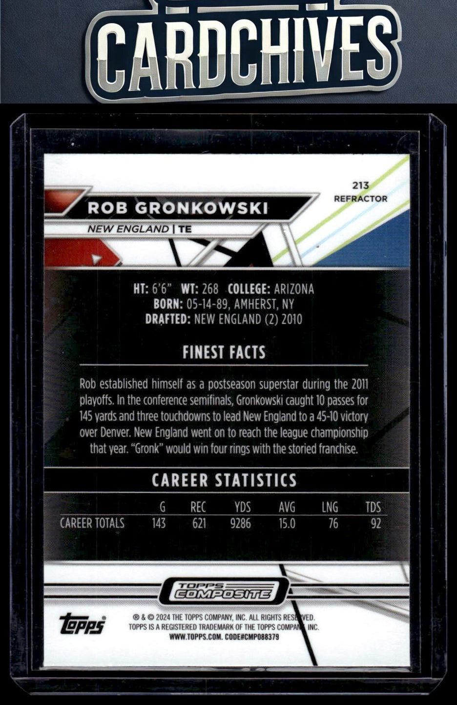 Rob Gronkowski 2023 Topps Composite #213 Finest Refractor