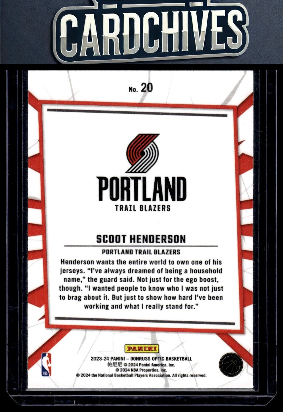 Scoot Henderson 2023-24 Donruss Optic #20 My House