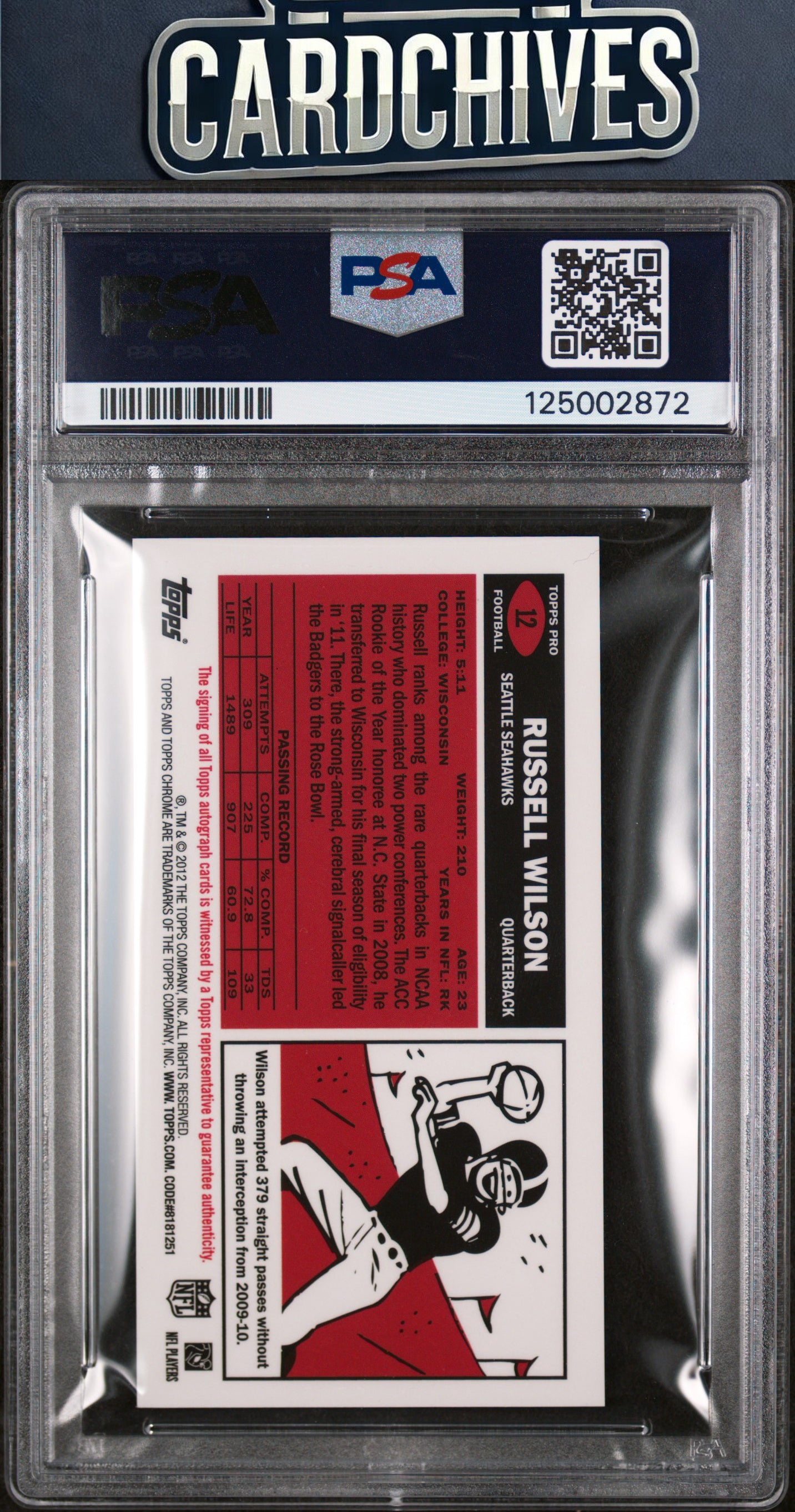 Russell Wilson 2012 Topps Chrome #12 1965 PSA 9 MINT