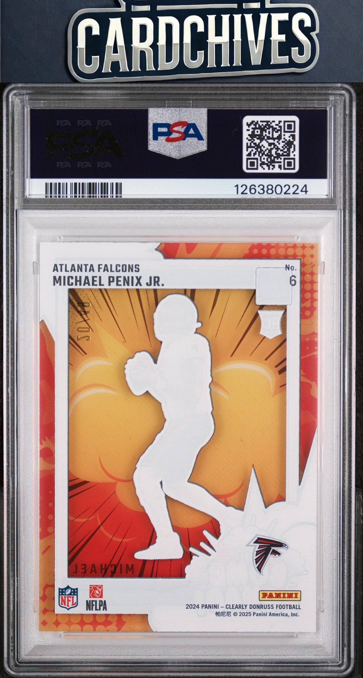 Michael Penix Jr. 2024 Clearly Donruss #6 Bomb Squad Blue #/49 PSA 10 POP 4π₯