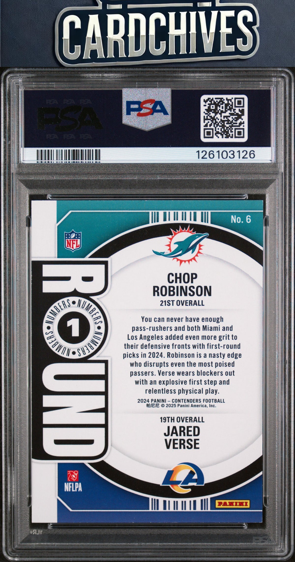 Chop Robinson / Jared Verse PSA 2024 Panini Contenders #6 Round Numbers Gold