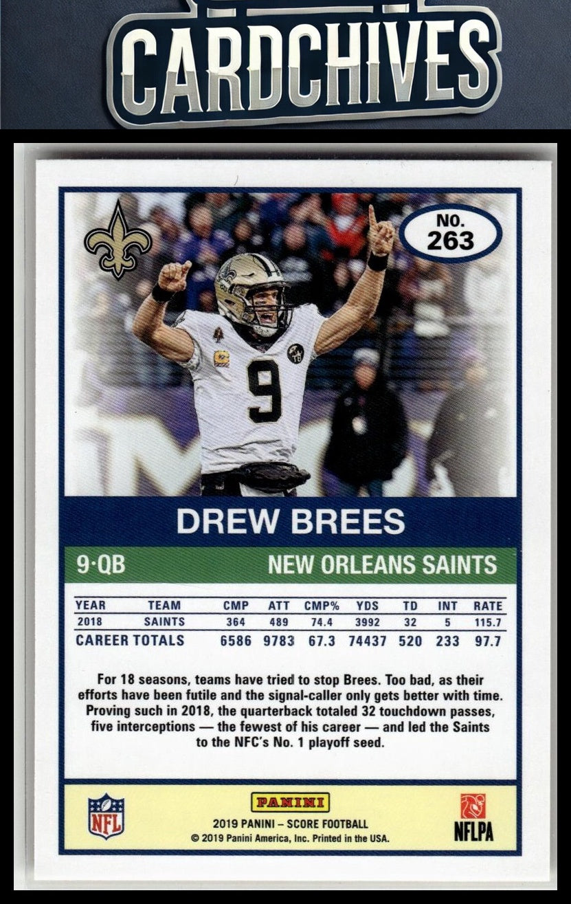 Drew Brees 2019 Score #263 Gold