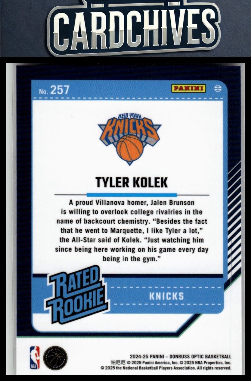 Tyler Kolek 2024-25 Donruss Optic #257 Rookie RC
