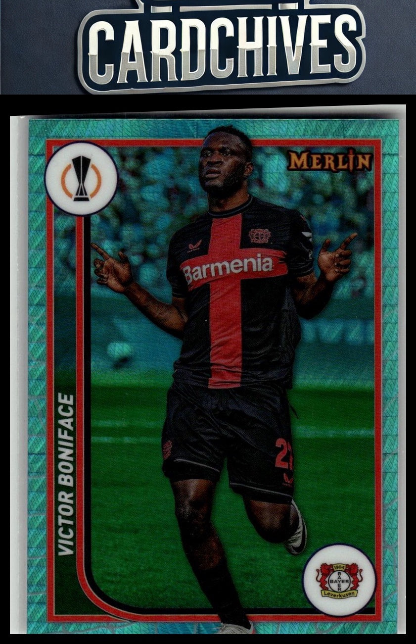 Victor Boniface 2023-24 Merlin UEFA Club Competitions #23 Aqua Prism Refractor