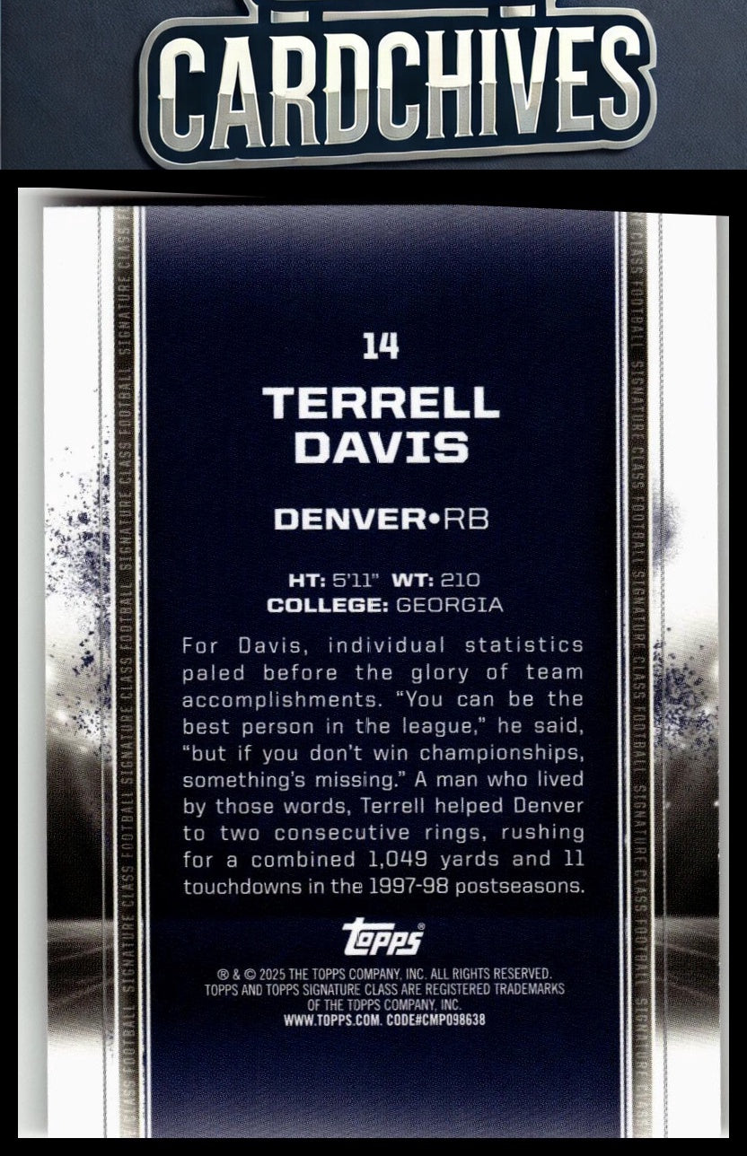 Terrell Davis 2024 Topps Signature Class #14 Bronze