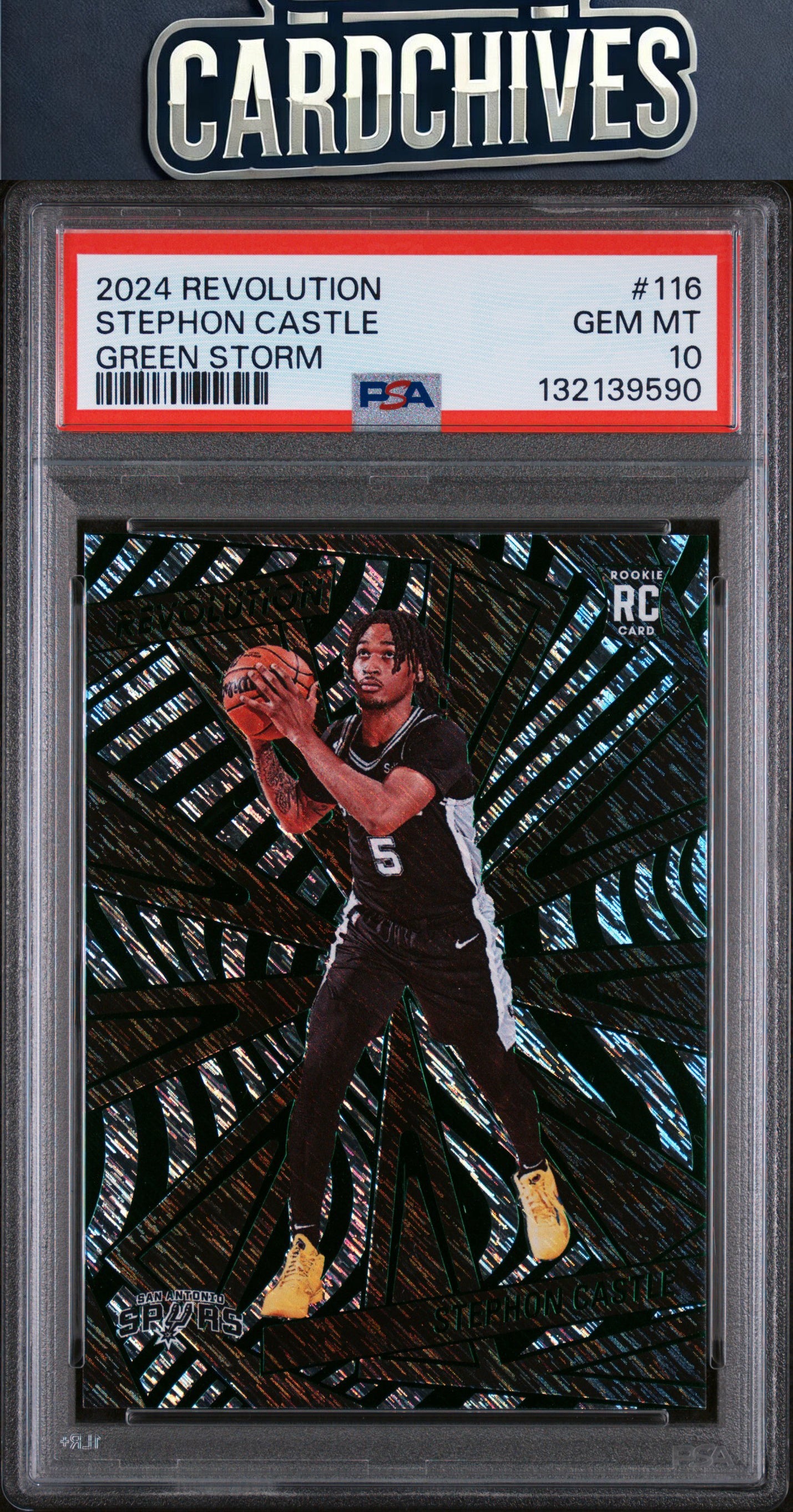 Stephon Castle 2024-25 Panini Revolution #116 Green Storm #/149 PSA 10 POP 2