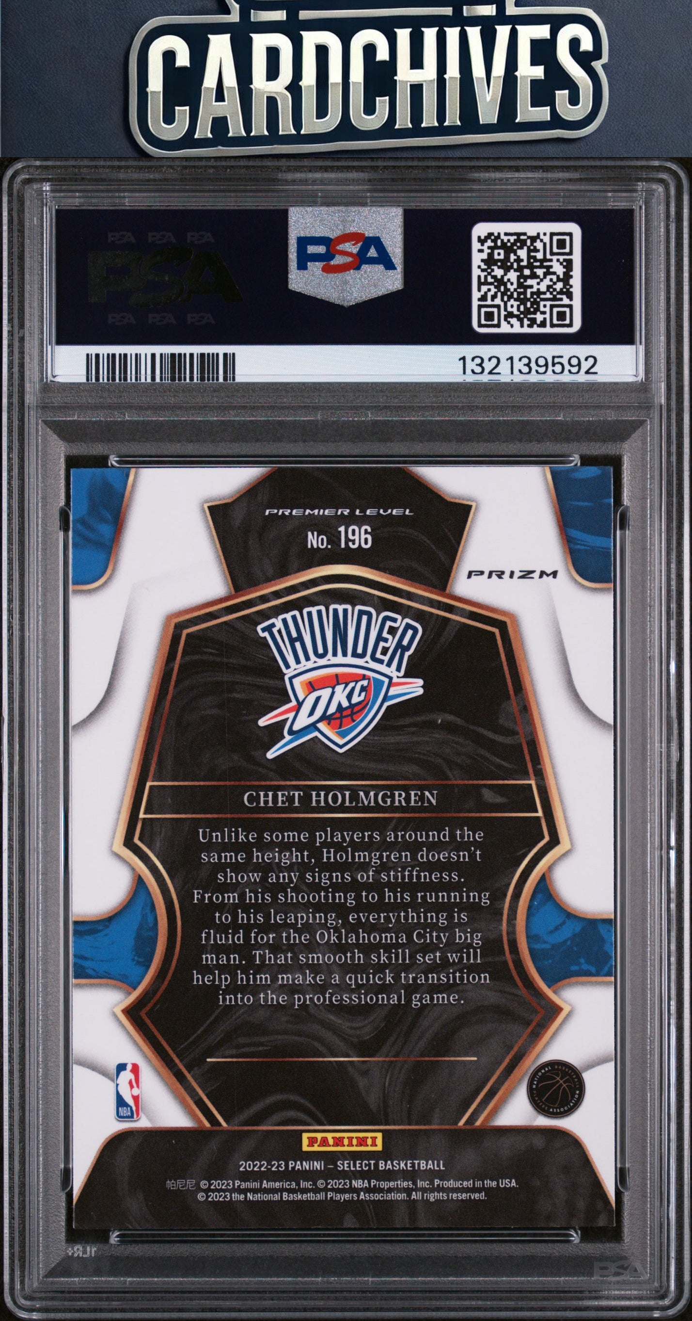 Chet Holmgren 2022-23 Panini Select #196 Red Wave Prizms PSA 10 GEM MT