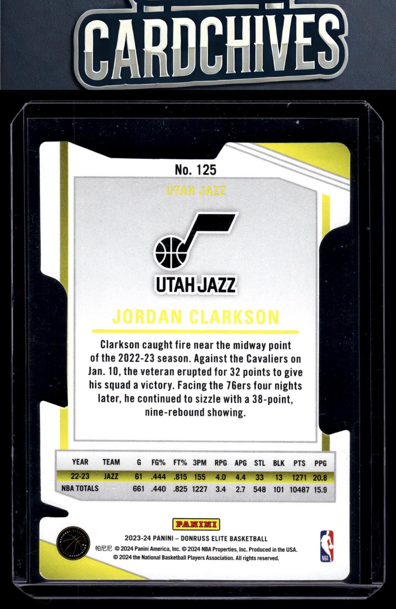 Jordan Clarkson 2023-24 Donruss Elite #125 Aspirations #/99 SN