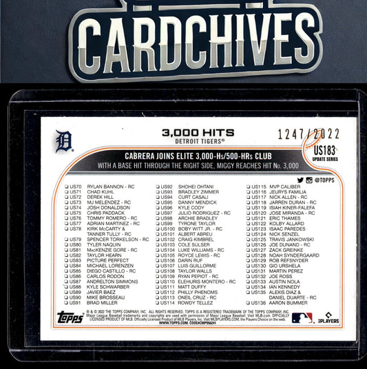 3000 Hits 2022 Topps Update #US183 Gold #/2022 SN