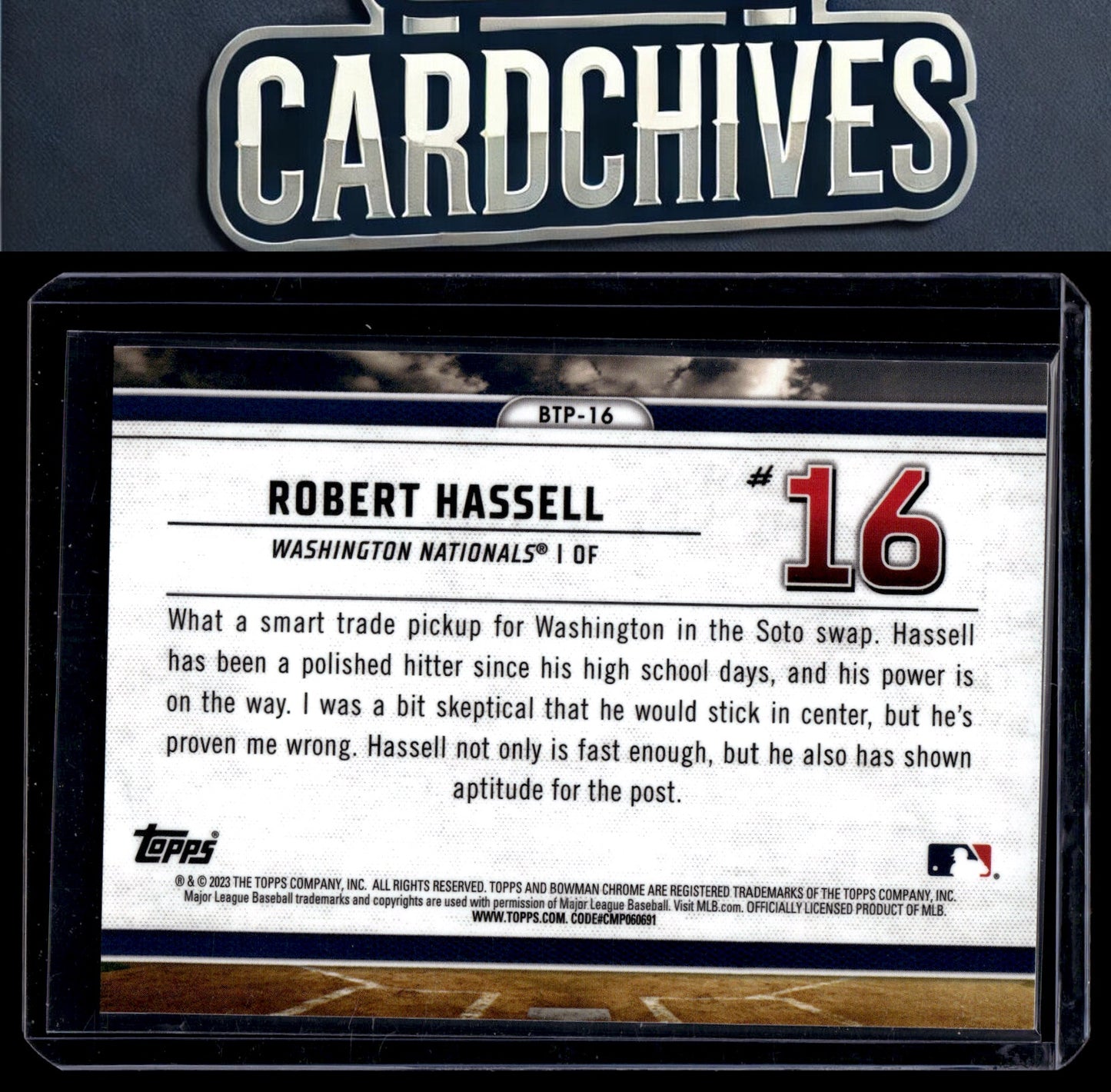 Robert Hassell 2023 Bowman #BTP-16 Scouts Top 100 Atomic #/150 SN