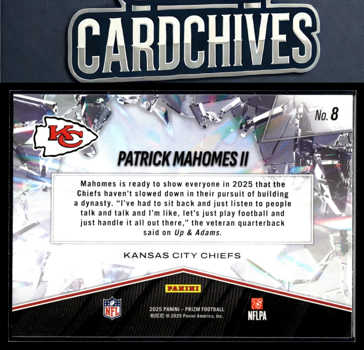 Patrick Mahomes II 2025 Panini Prizm #8 Prizm Break