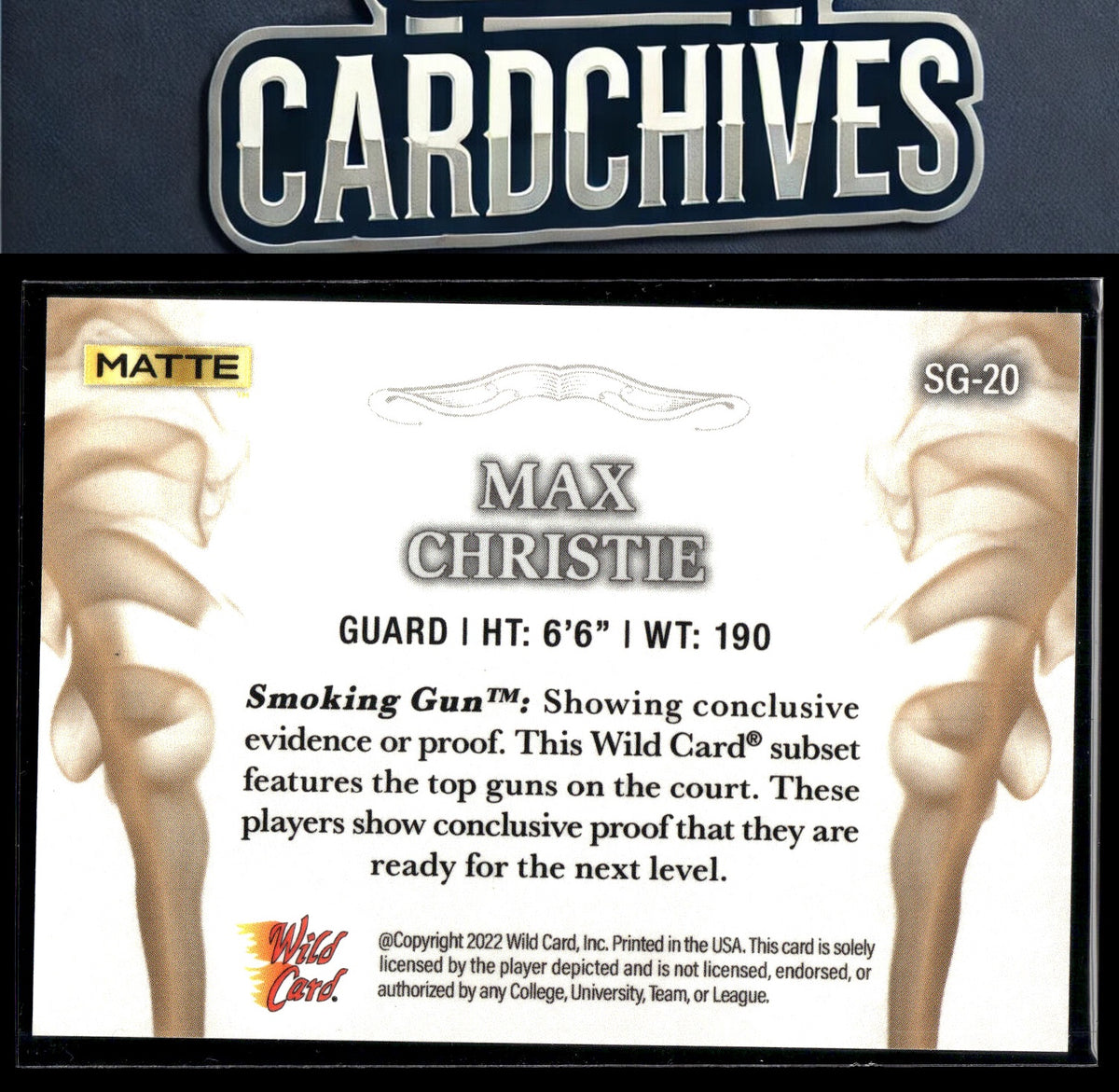 Max Christie 2022 Wild Card Matte #SG-20 Smoking Guns Blue/Orange #/75 SN
