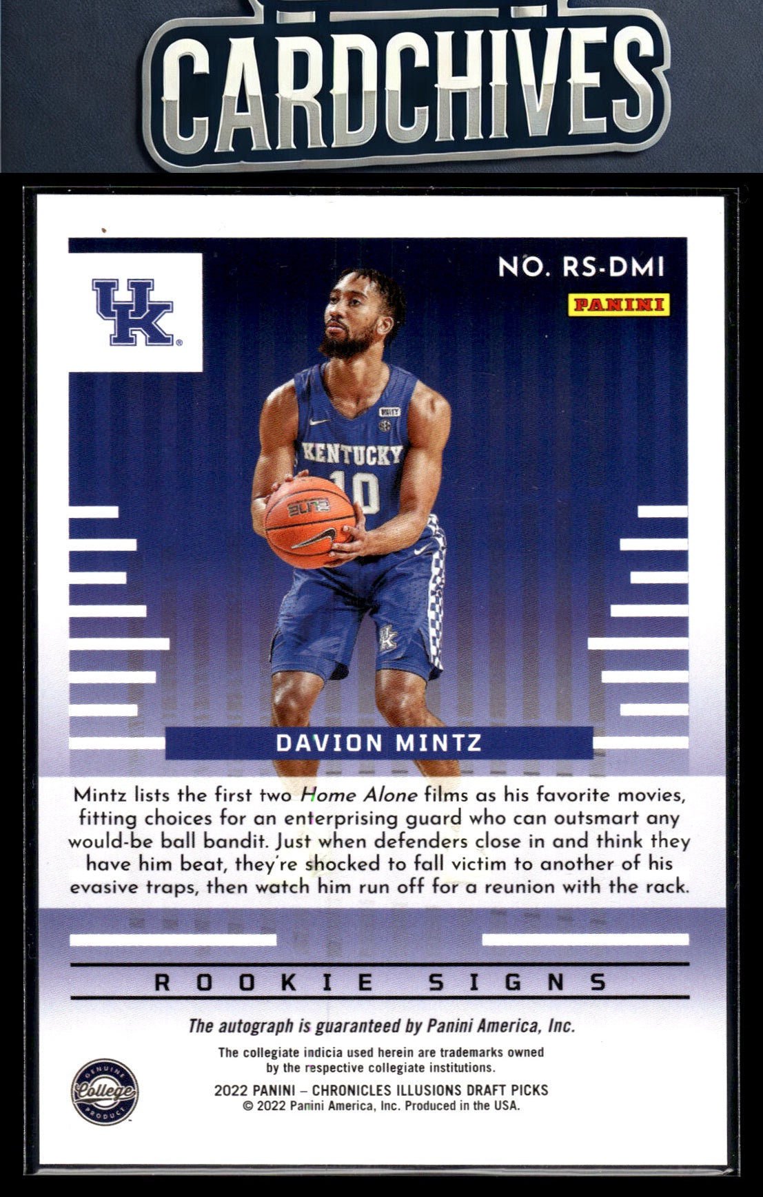 Davion Mintz 2022 Panini Chronicles DP #RS-DMI Illusions Rookie Signs