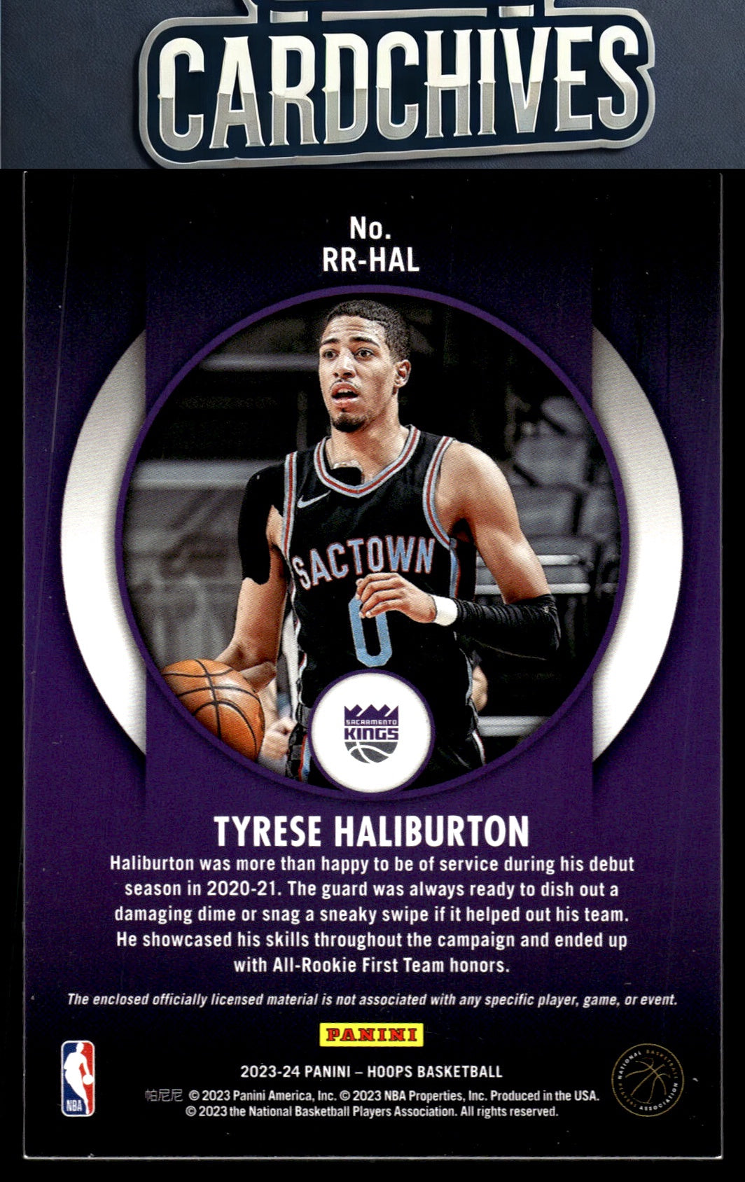 Tyrese Haliburton 2023-24 Hoops Winter #RR-HAL Rookie Remembrance MEM