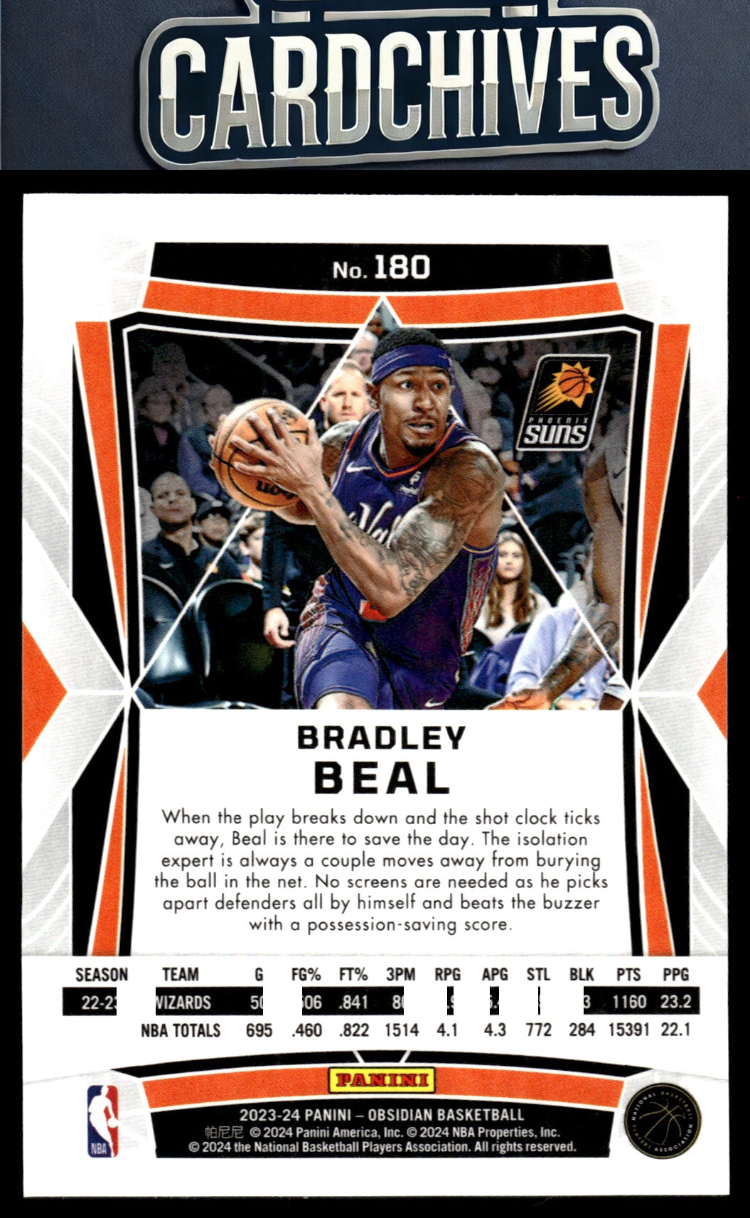 Bradley Beal 2023-24 Panini Obsidian #180 Electric Etch International