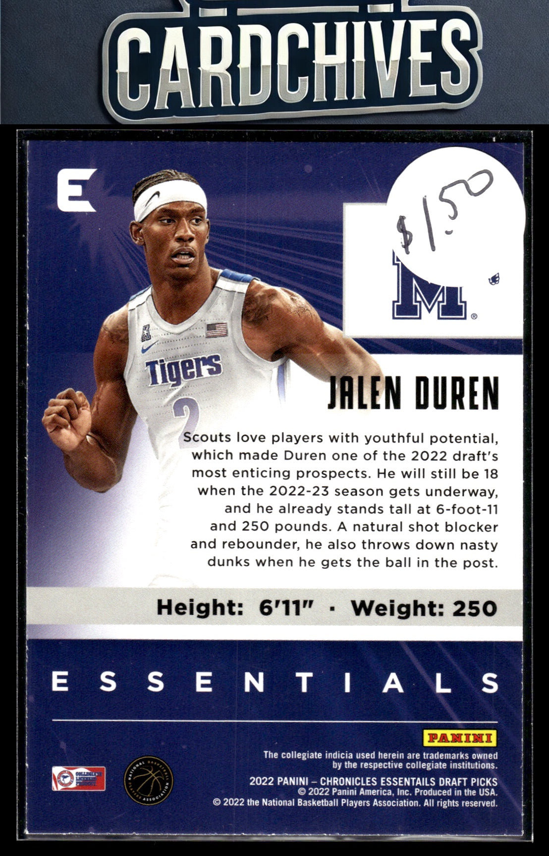 Jalen Duren 2022 Panini Chronicles Draft Picks #13 Essentials