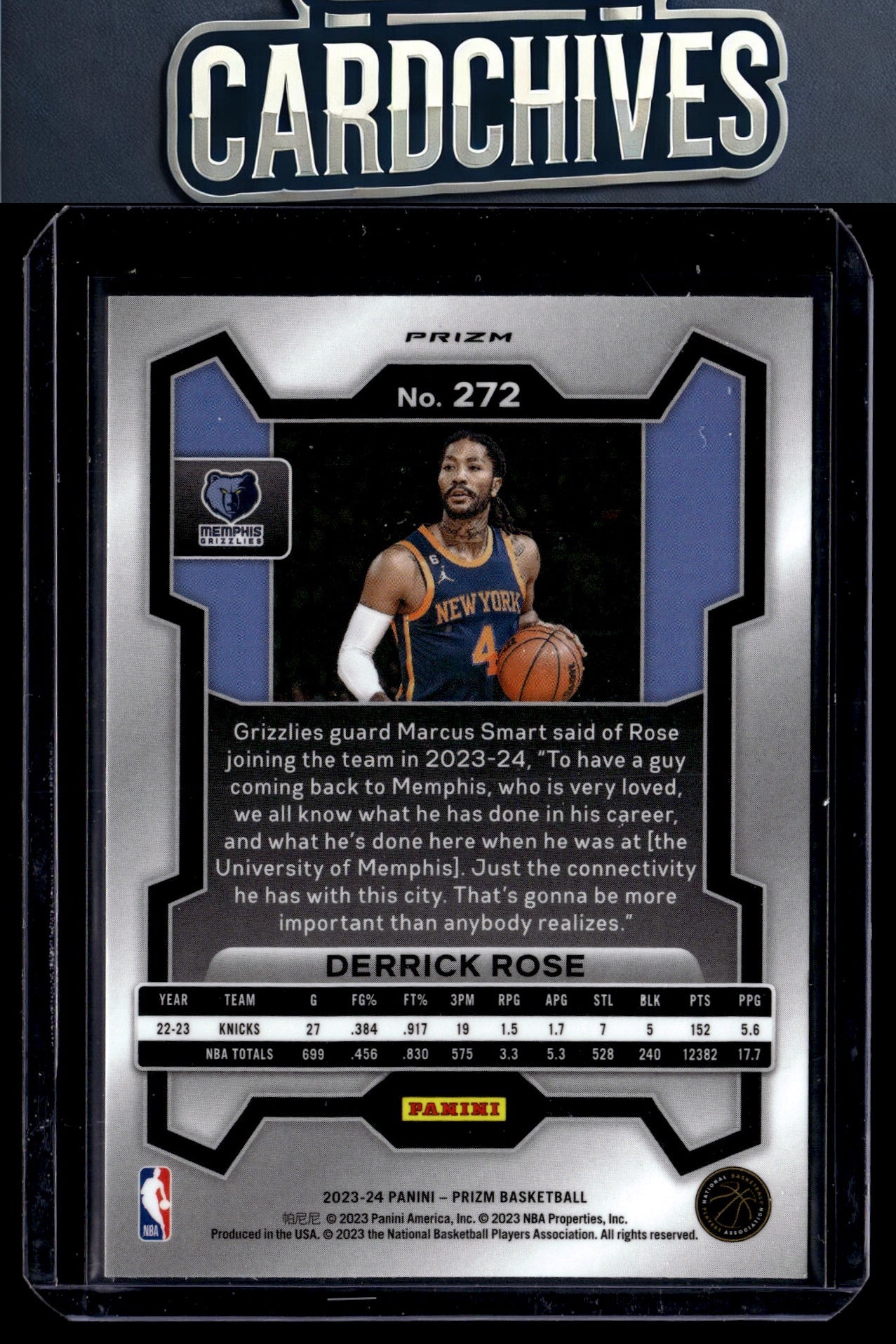 Derrick Rose 2023-24 Panini Prizm #272 Prizms Red Ice