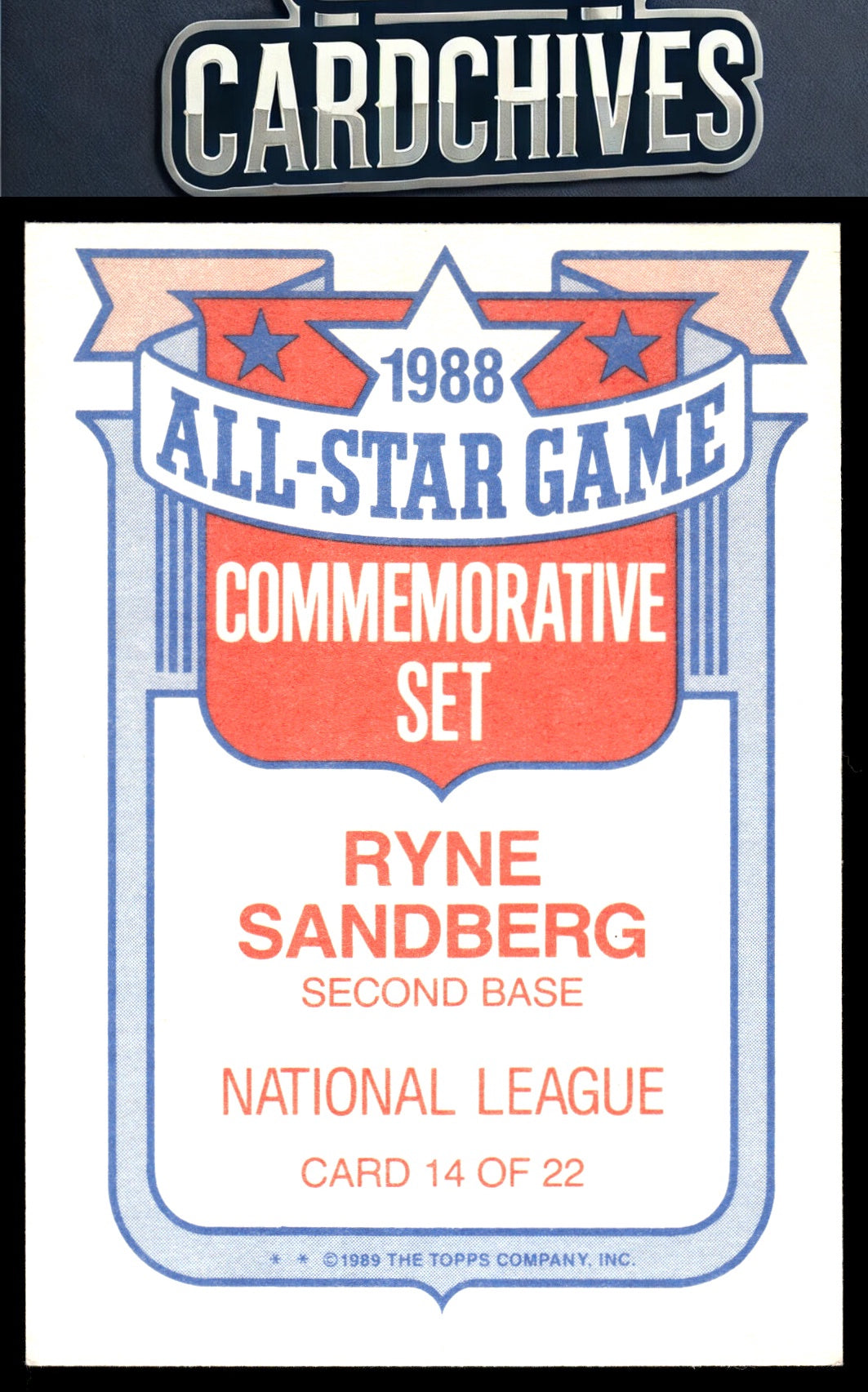 Ryne Sandberg 1989 Topps #14 Glossy All-Stars