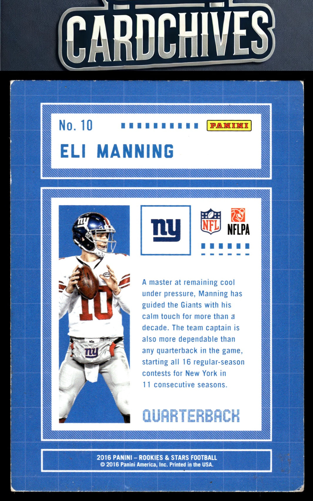Eli Manning 2016 Panini Rookies & Stars #10 Team Infrastructure