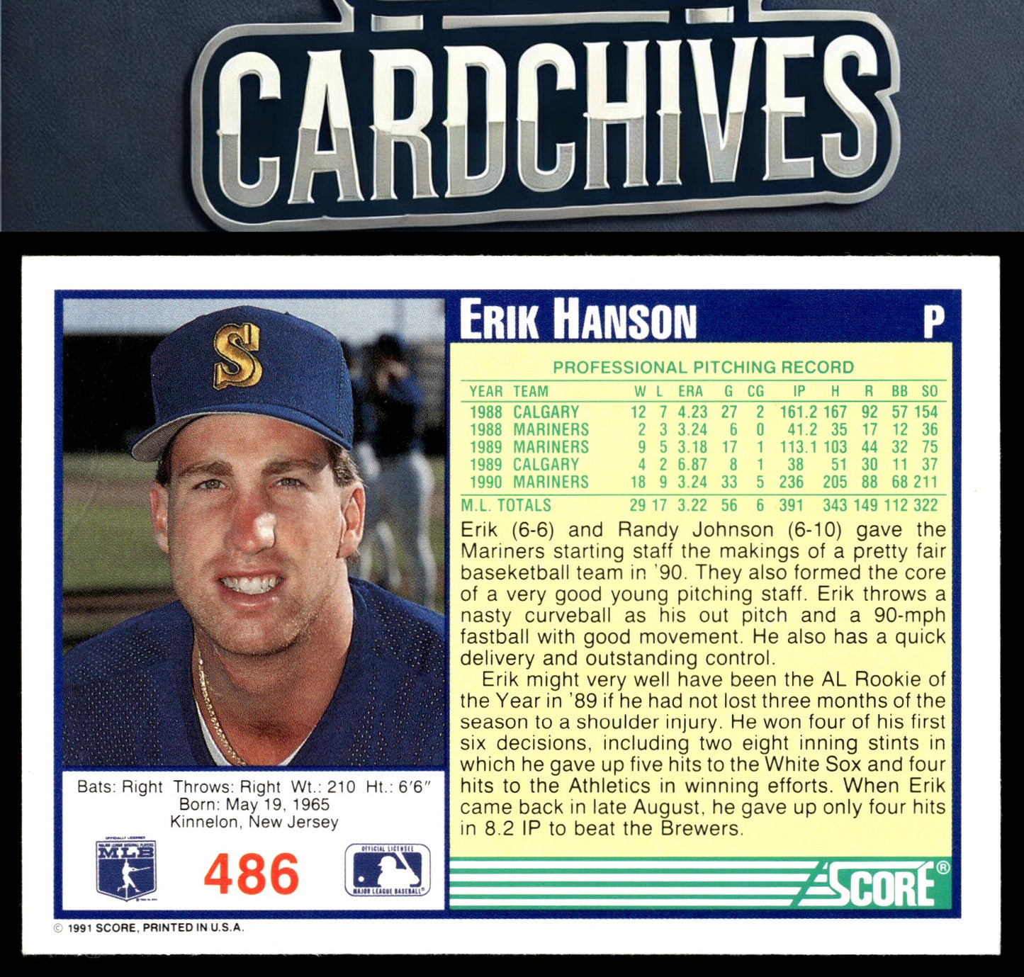 Erik Hanson 1991 Score #486