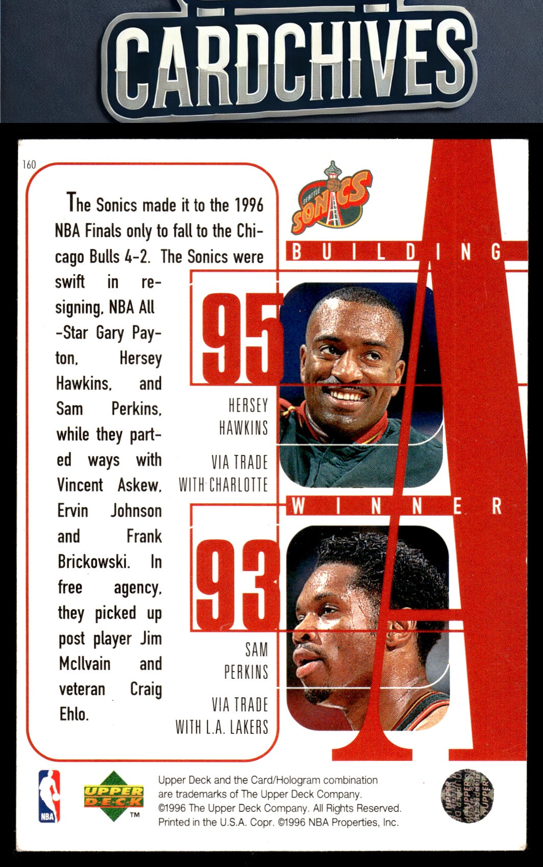 Shawn Kemp / Gary Payton / Schrempf / Hawkins / Perkins 1996-97 Upper Deck #160
