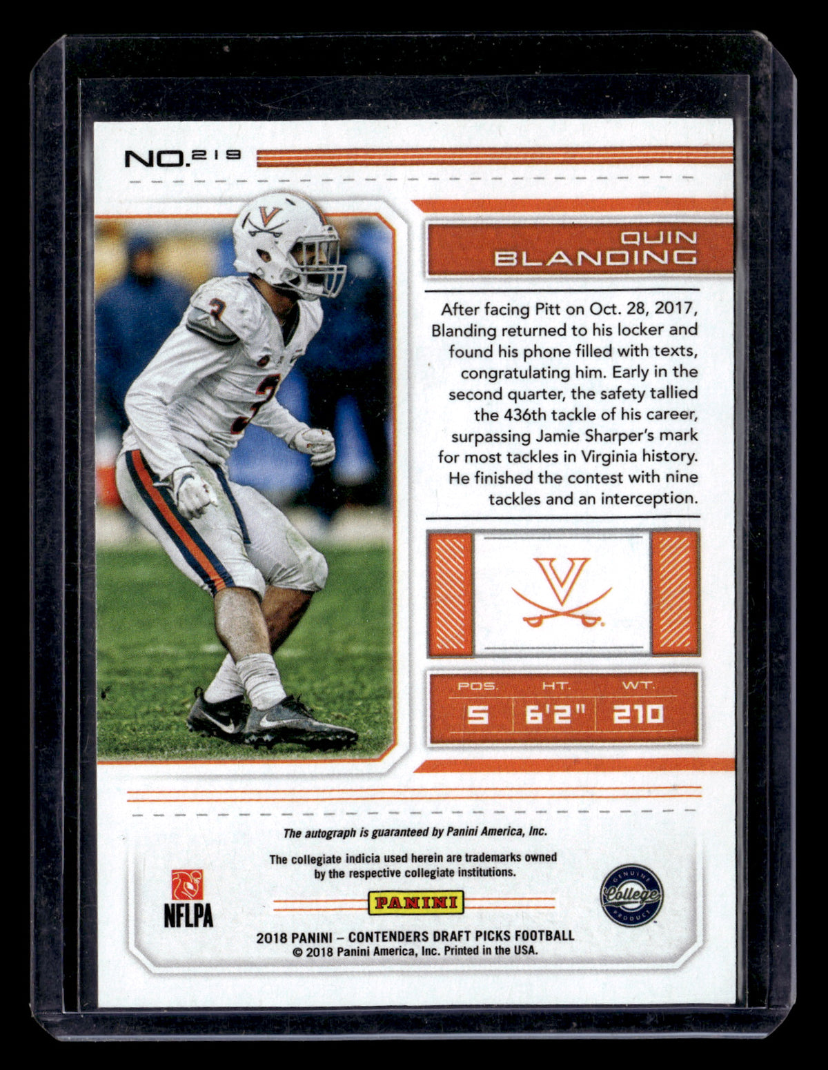Quin Blanding 2018 Panini Contenders Draft Picks #219 Auto