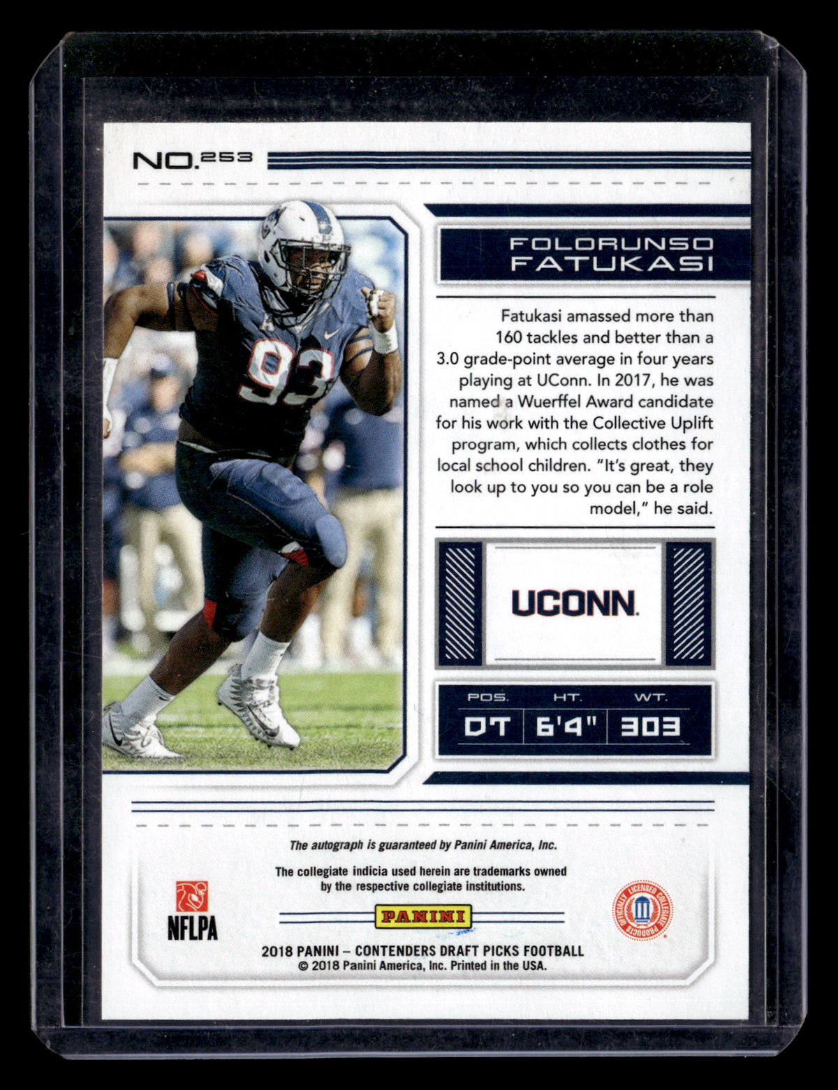 Folorunso Fatukasi 2018 Panini Contenders Draft Picks #253 Auto