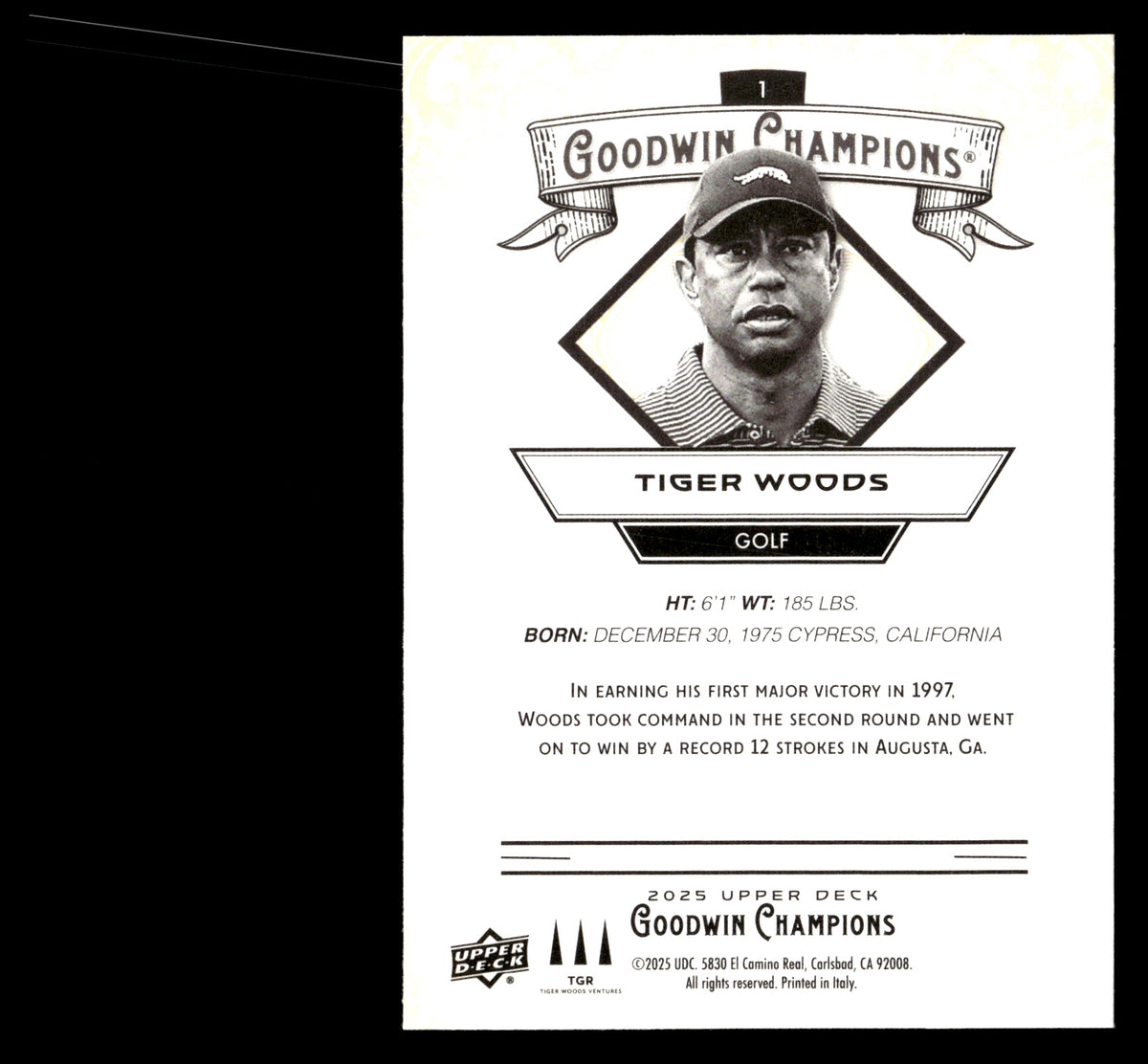 Tiger Woods 2025 Upper Deck Goodwin Champions #1