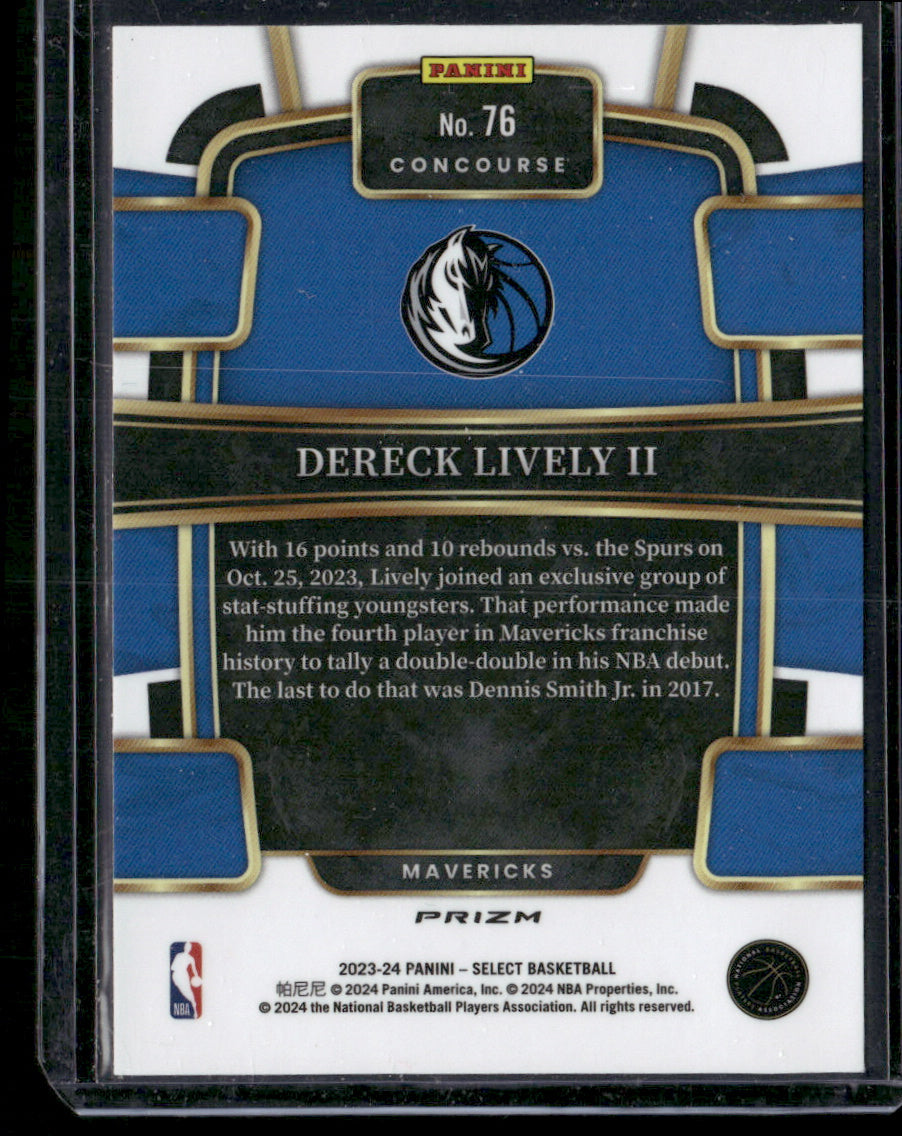 Dereck Lively II 2023-24 Panini Select #76 Blue Prizms Rookie RC